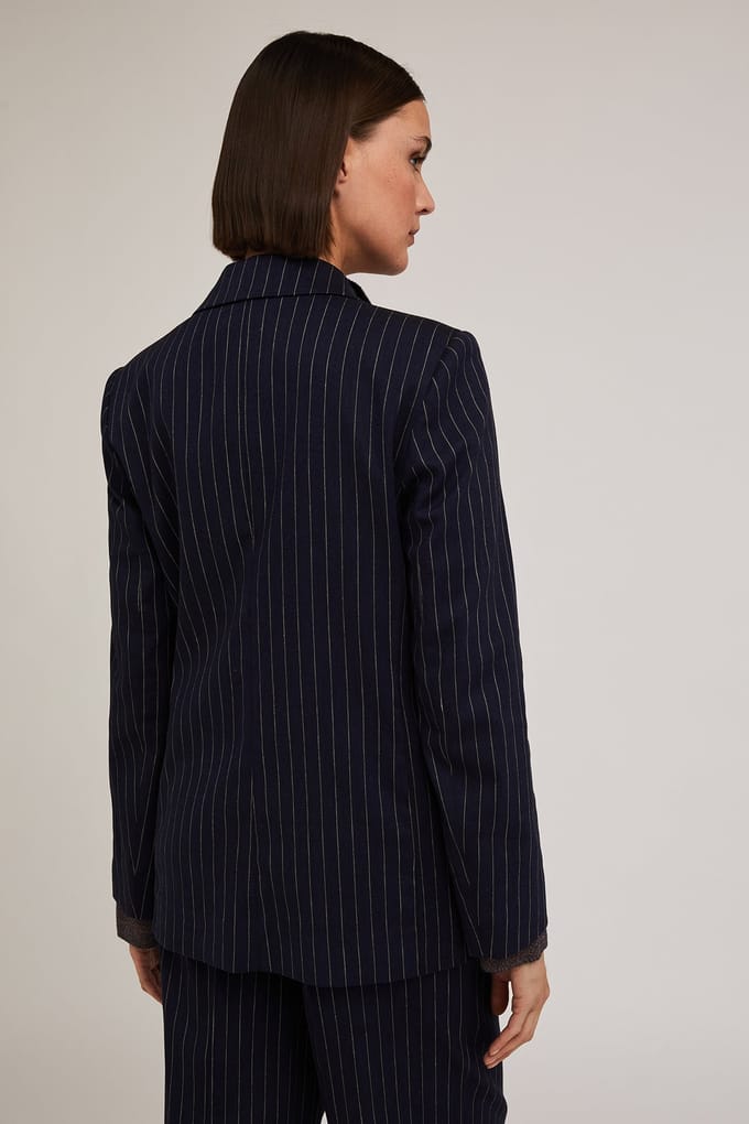 Motivi Pinstriped Single-breasted Blazer Blue Taglia: 32 | Blazers Outlet | Donna | Blu