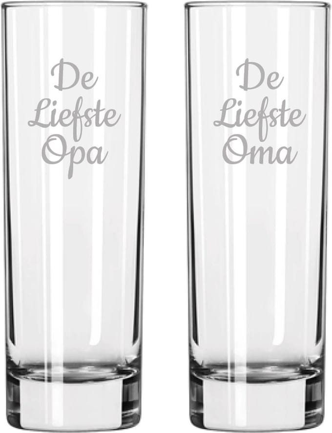 Gegraveerde longdrinkglas 22cl De Liefste Opa-De Liefste Oma