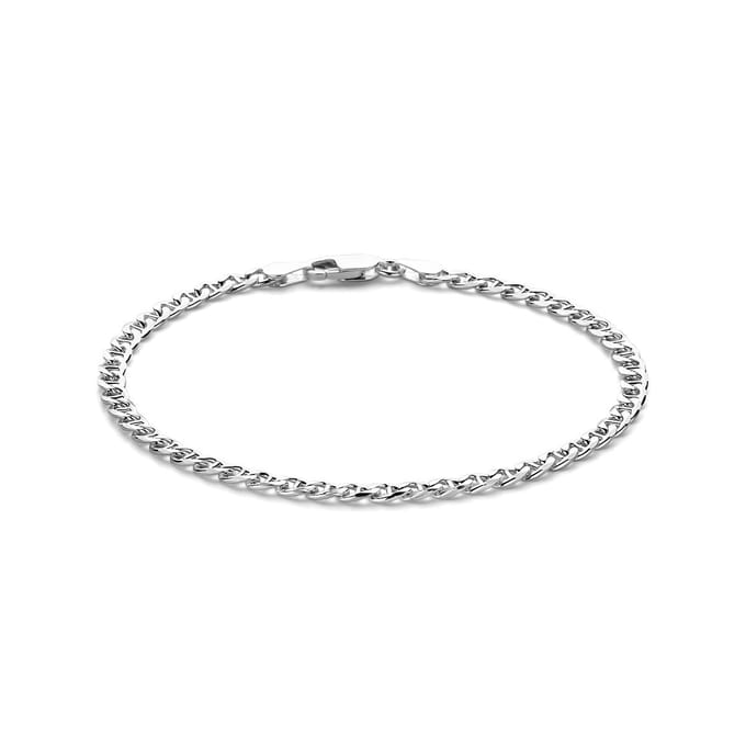 Zilver Wit Armband Gourmette Met Balkje 3,8 Mm 21 Cm 1021799
