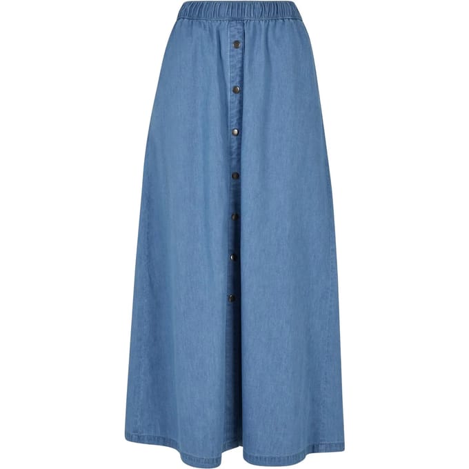Urban Classics - Long Wide Light Denim skyblue washed Lange rok - L - Blauw