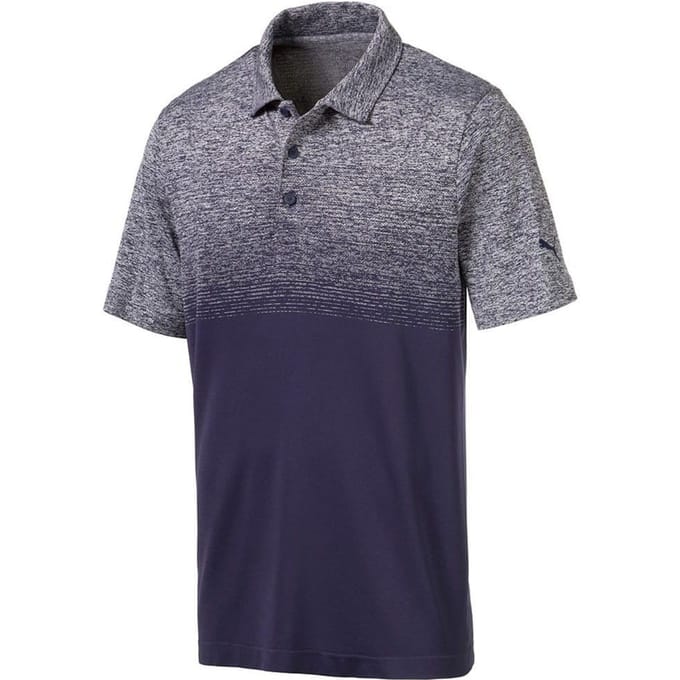 Puma EvoKnit Ombre Navy Performance Fit Heren Golf Poloshirt 595106 03