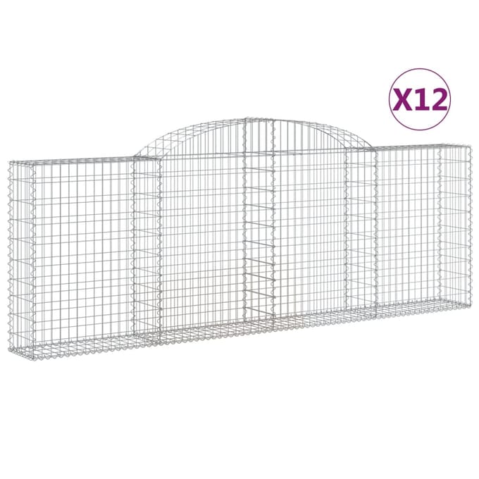 vidaXL - Schanskorven - 12 - st - gewelfd - 300x30x100/120 - cm - ijzer