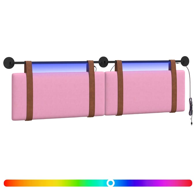 vidaXL - Hangend - hoofdbord - Met - LED-verlichting - Roze - Antiek - PU