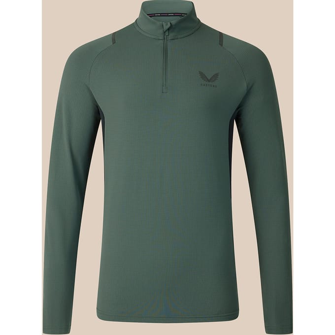 Heren Apex Slim Fit Kwartrits Top - Groen/zwart