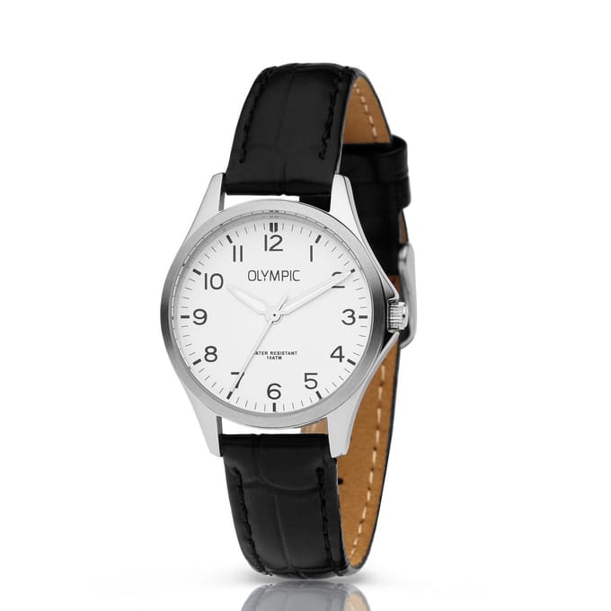 Olympic OL72DSL047 ROBIN - Horloge - Staal - Zilverkleurig - Leer - 29mm