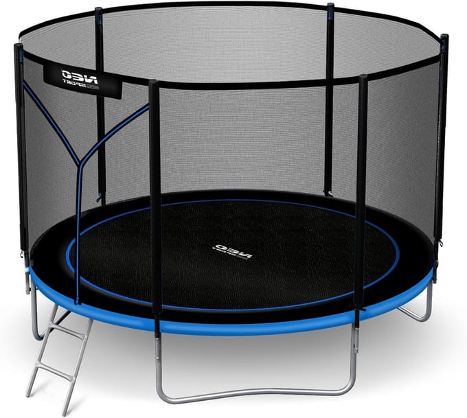 Kinderen Tuin Trampoline - Springkussen Buiten - Actief Spelen - Extern Veiligheidsnet - 312 cm Diameter - Zwart Blauw