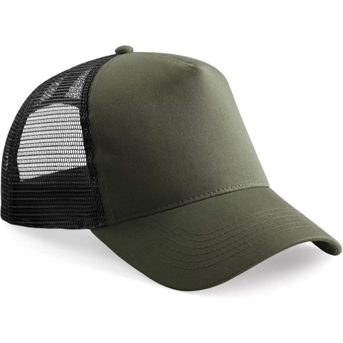 Beechfield Kinderpet in mesh, verstelbaar aan de achterkant. B640B - Olive Green / Black - One size