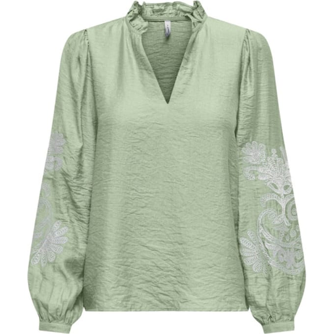 ONLY - ONLNEW MALOU L/S EMB TOP WVN CS Dames Top