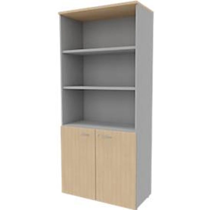 ARLON OFFICE legbord- en kastcombinatie, 5 dossierhoogtes, B 900 x D 450 x H 2000 mm, eiken decor/aluminium