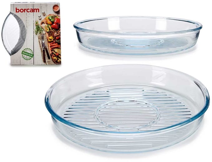 Borcam - Ovenschaal Rond 32 cm - Ovenschaal met Grill - Glas