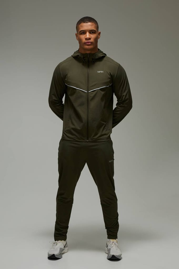 Heren Actief Hardloop Ripstop Ventilatie Trainingspak | Khaki | Size XS