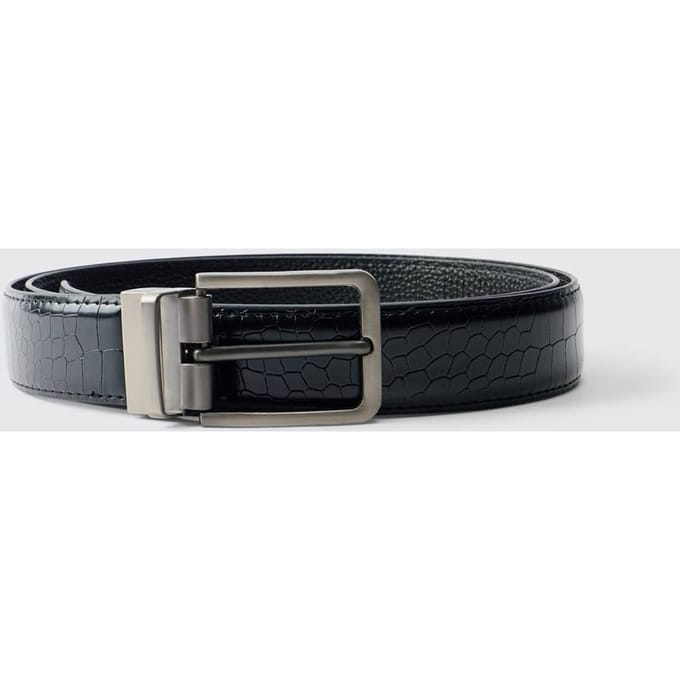 Kunstleren Riem Met Krokodillentextuur | Black | Size 2XL