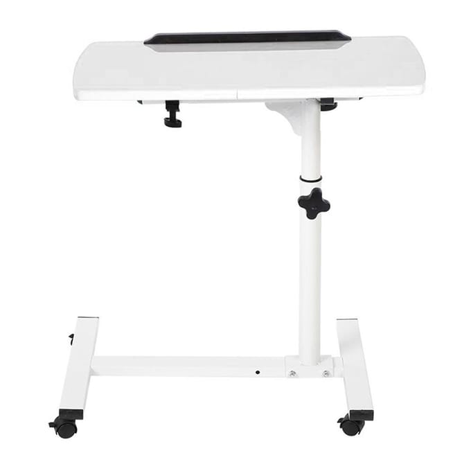 Bureau portable multifonctionnel amovible pour ordinateur portable avec roulettes, lit, canapé, livres, collation, rose blanc
