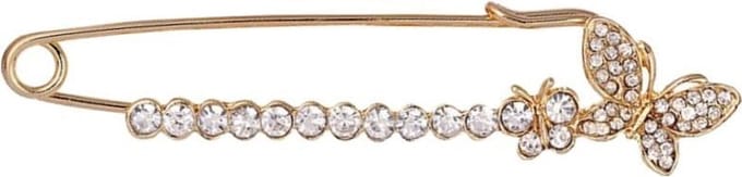 Fako Bijoux® - Sierspeld - Sjaalspeld - Vestsluiting - Vestspeld - Vlinders - Kristal - 88mm - Goudkleurig
