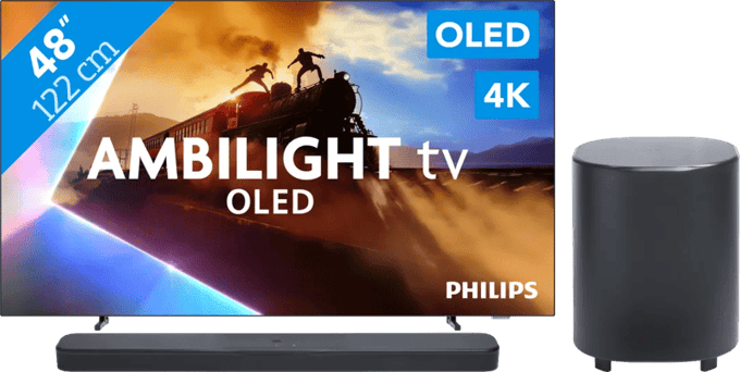 Philips Ambilight 48'' OLED760 4K (2025) + JBL Bar 500 MK2 Zwart