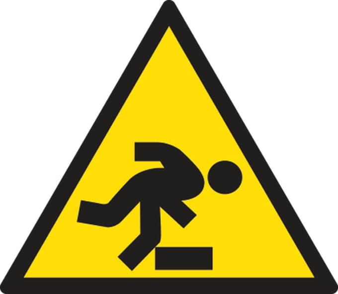 Struikelgevaar sticker 150x150 mm - vinyl - ISO 7010 W007