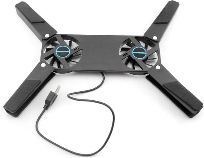 Laptop Koeler - Notebook Ventilator - Oververhitting Voorkomen - Dubbele Ventilator - Opvouwbaar - Zwart