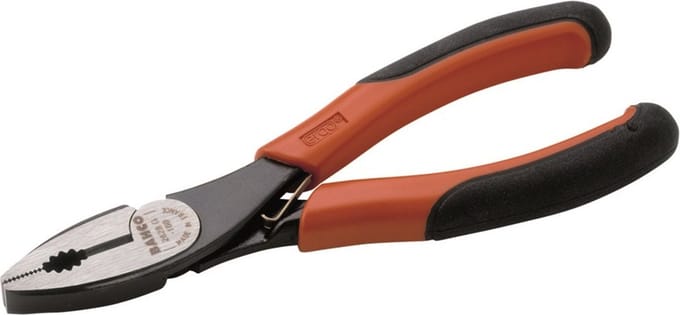 BAHCO ERGO Combination Pliers with Self-Opening Dual-Component Handles and Phosphate Finish 200 mm