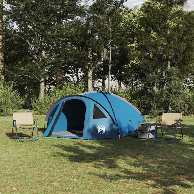 vidaXL - Koepeltent - 4-persoons - Waterdicht - Blauw - taft