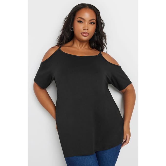 Yours Tshirt Met Blote Schouders In Zwart Size 44