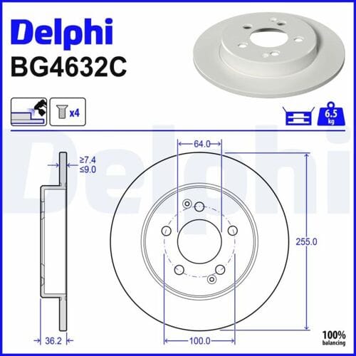 Remschijf DELPHI BG4632C, 2 stuk