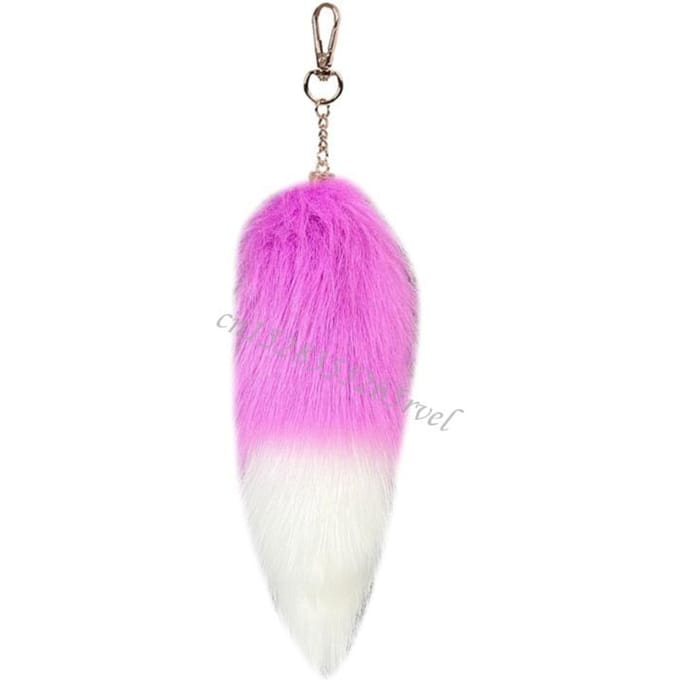 Porte-clés Pendentif Queue de Renard Décorative Peluche Douce & Ornement de Porte-clés Confortable U90F pink
