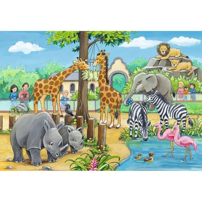 2 puzzles 24 stuks welkom in de dierentuin Ravensburger