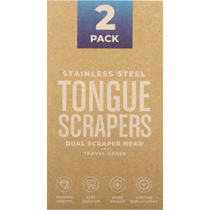 basicConcepts, Gratte-langue en acier inoxydable, lot de 2 beige