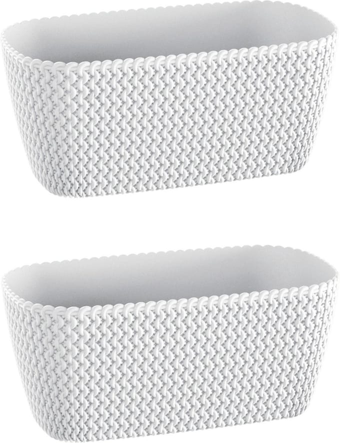 2x Kunststof splofy plantenbak/bloembak wit 30 cm - Tuin decoraties