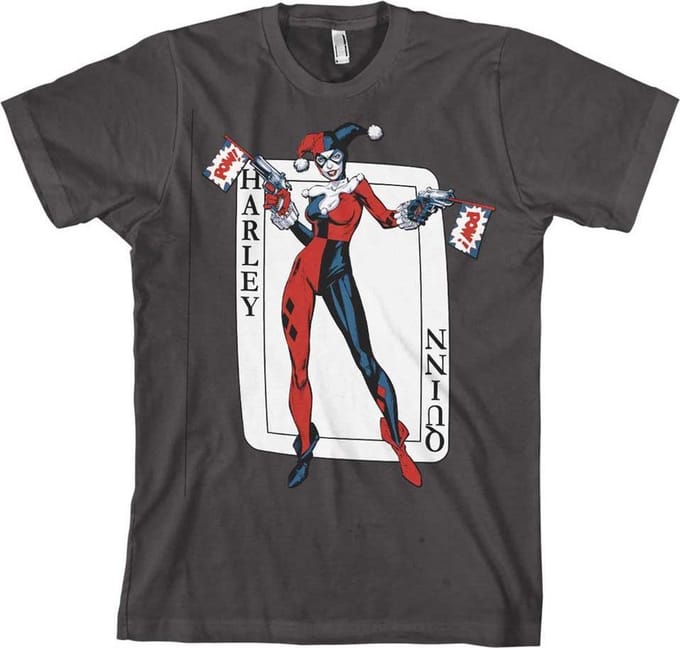 DC Comics Batman Heren Tshirt -S- Harley Quinn Card Games Grijs