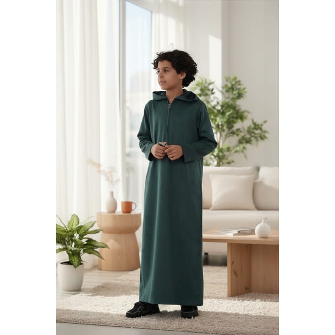 Kinderen Jongens Groene Capuchon Eid Marokkaanse Jubba Gewaad Ramadan Eid Thobe LFS - K-HM12