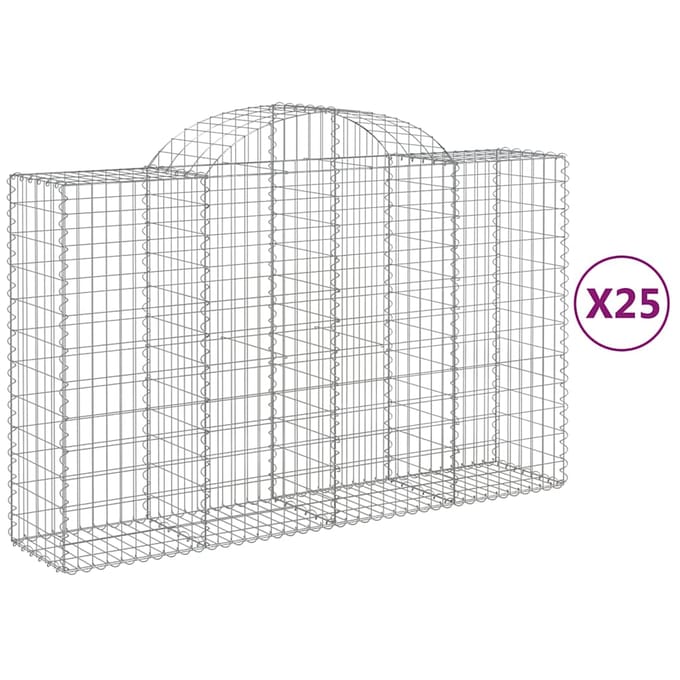 vidaXL - Schanskorven - 25 - st - gewelfd - 200x50x120/140 - cm - ijzer