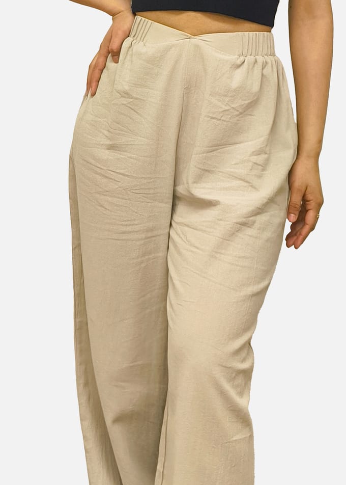 Stone tailleband detail broek met wijde pijpen