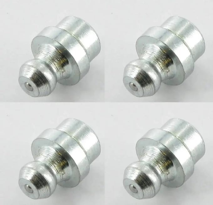 Set van 4 Stalen Smeernippels M8 180 Graden voor Diverse Voertuigen