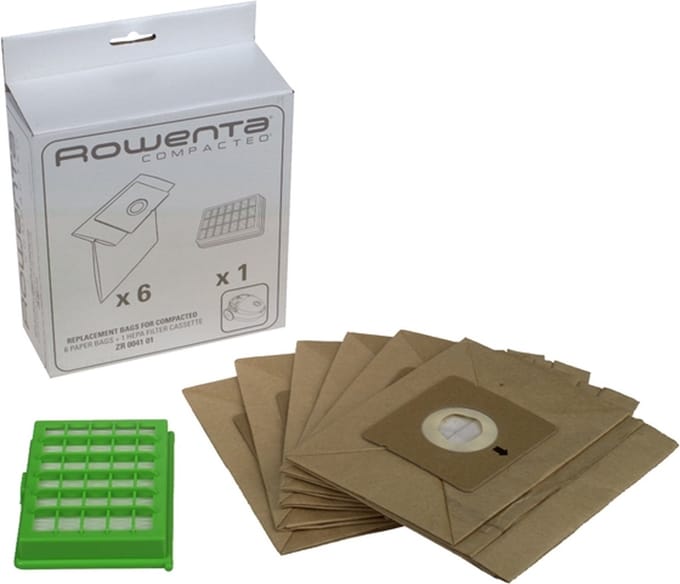 Rowenta- STOFZUIGERZAK COMPACTEO 6 STUKS + HEPA FILTER - ZR004101