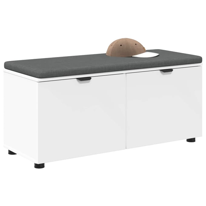 vidaXL - Hallenbank - Wit - 100 - x - 38 - x - 46 - cm - Geengineerd - Hout - en - Stof