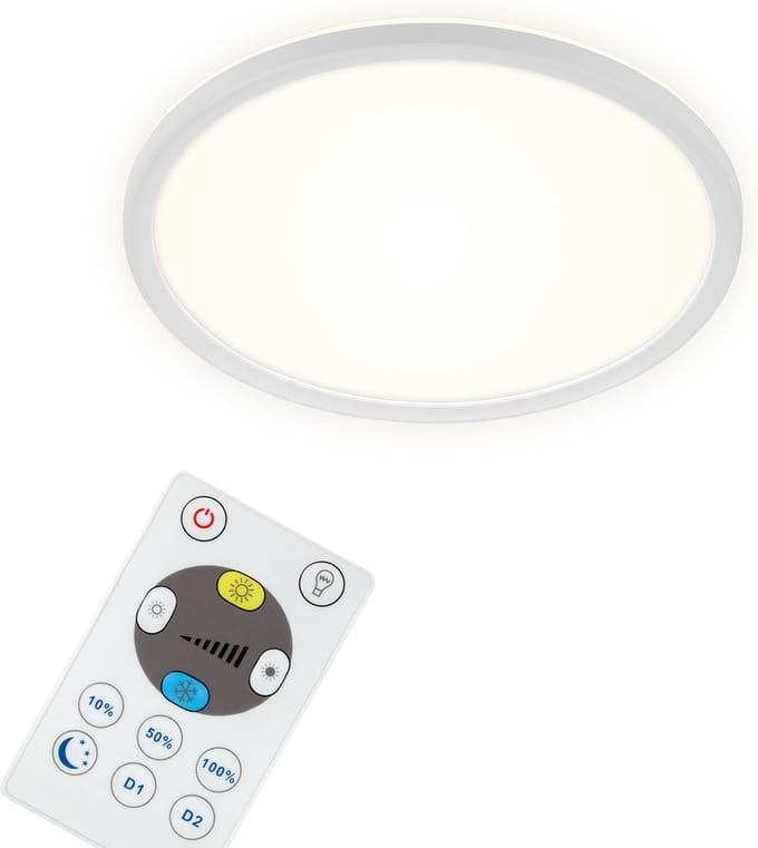 BRILONER Slim - CCT Plafondlamp led - plafoniere met afstandsbediening - warm wit licht & koel wit licht - dimbaar - 18W - 29cm - wit