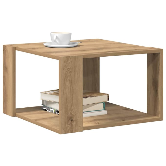 vidaXL - Salontafel - Artisan - Eiken - 51,5 - x - 51,5 - x - 30 - cm - Bewerkt - hout