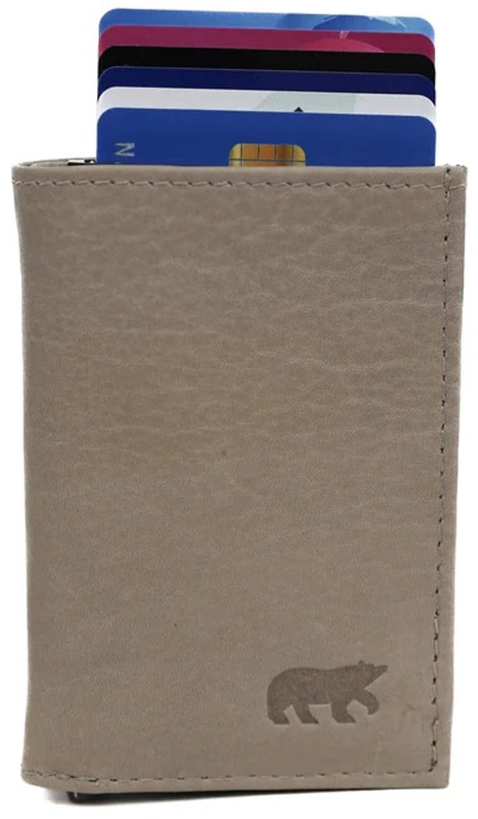 Bear Design Frits Leren RFID Safety Wallet - Creditcardhouder - Pasjeshouder - Ice Grey