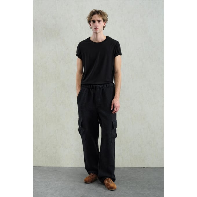 Brede Pijpen Textuur Pull-On Broek