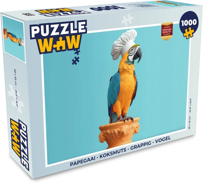 Puzzel Papegaai - Koksmuts - Grappig - Vogel - Legpuzzel - Puzzel 1000 stukjes volwassenen