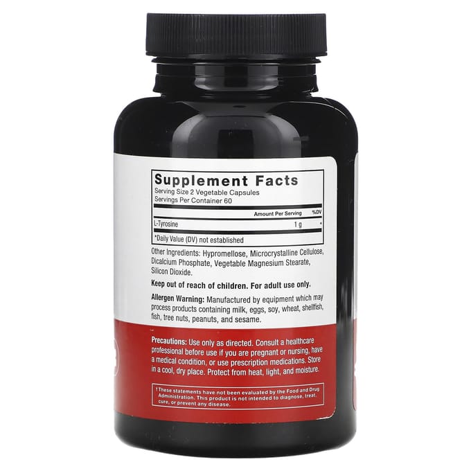 L-Tyrosine, 120 Veggie Capsules (250 mg per capsule)