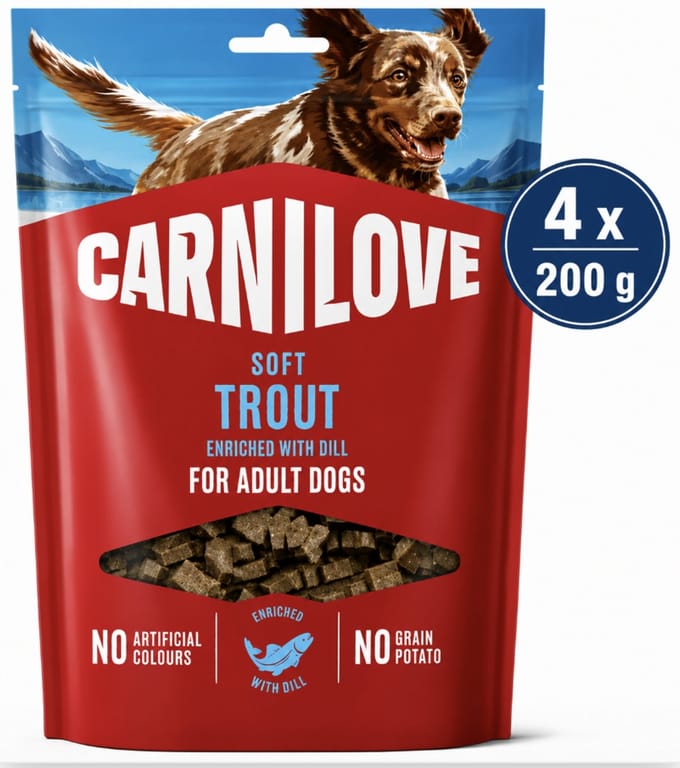 4x200 gr Carnilove soft snack forel / dille hondensnack