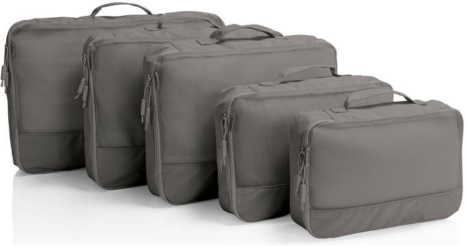 HEYS kledingzak EcoTex Packing Cubes Set 5pc Grey donkergrijs