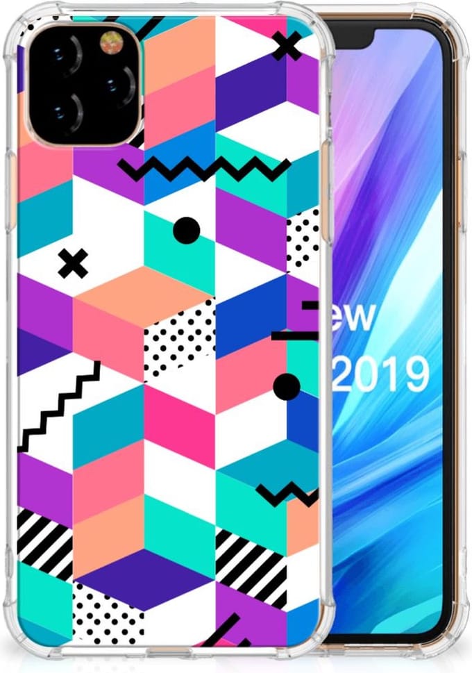 Apple iPhone 11 Pro Max Shockproof Case Blokken Kleurrijk
