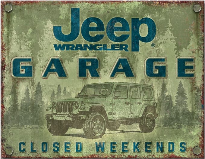 Jeep Garage . Metalen wandbord 40,5 x 31,5 cm.