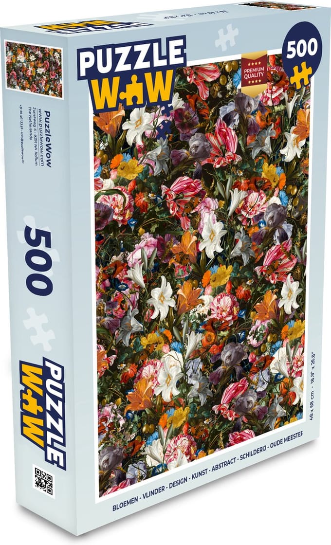 Puzzel Bloemen - Vlinder - Design - Kunst - Abstract - Schilderij - Oude meesters - Legpuzzel - Puzzel 500 stukjes