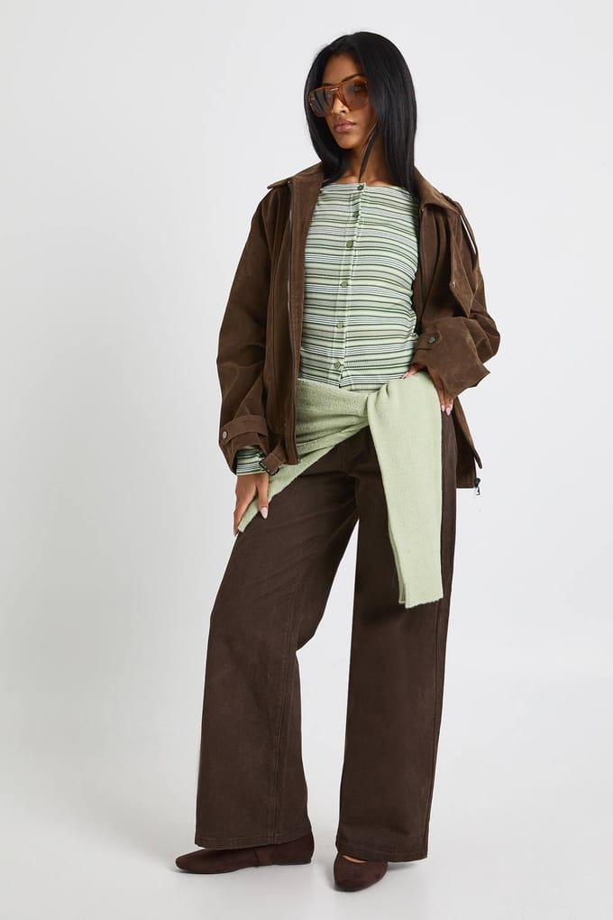 boohoo Dames Oversized Faux Suede Jacket | Chocoladebruin | Maat: 36