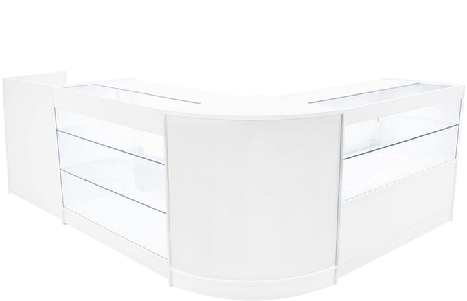 Vega led winkel toonbank set - wit - 120cm/60cm - 4-delig