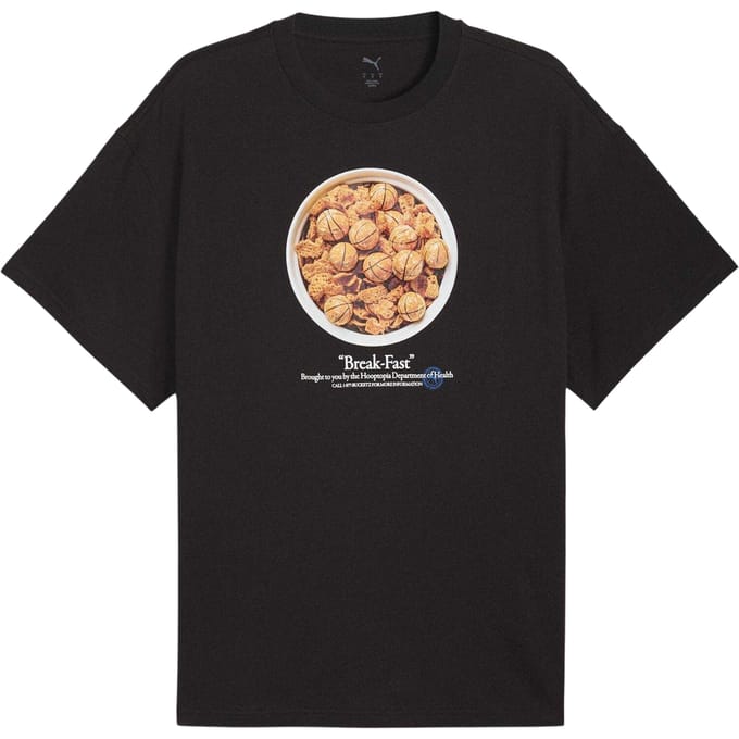 Puma Hootopia-T-shirt voor heren met 'Break Fast'-opdruk (Zwart)